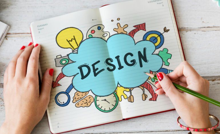 a book containing a doodle art named 'design'
